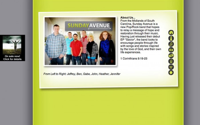 sunday avenue christian band web site about us page